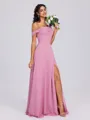A-line Pleated Floor-Length Chiffon Bridesmaid Dress