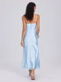 Sheath Halter Pleated Ankle-Length Silk Like Satin Bridesmaid Dress