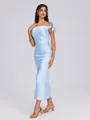Sheath Off-the-Shoulder Bow Ankle-Length Silk Like Satin Bridesmaid Dress
