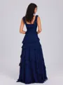 A-line Square Cascading Ruffles Floor-Length Bridesmaid Dress