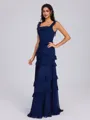A-line Square Cascading Ruffles Floor-Length Bridesmaid Dress