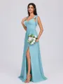 A-line Straps Pleated Floor-Length Chiffon Bridesmaid Dress