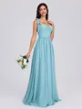 A-line Straps Pleated Floor-Length Chiffon Bridesmaid Dress