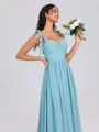 A-line Straps Pleated Floor-Length Chiffon Bridesmaid Dress