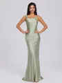 Sheath Scoop Floor-Length Silk Like Satin Bridesmaid Dress