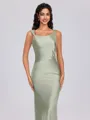Sheath Scoop Floor-Length Silk Like Satin Bridesmaid Dress