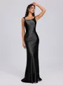 Sheath Scoop Floor-Length Silk Like Satin Bridesmaid Dress