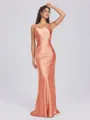 Sheath Scoop Floor-Length Silk Like Satin Bridesmaid Dress