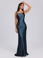 Sheath Scoop Floor-Length Silk Like Satin Bridesmaid Dress