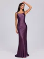 Sheath Scoop Floor-Length Silk Like Satin Bridesmaid Dress