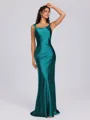 Sheath Scoop Floor-Length Silk Like Satin Bridesmaid Dress