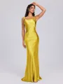 Sheath Scoop Floor-Length Silk Like Satin Bridesmaid Dress