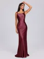 Sheath Scoop Floor-Length Silk Like Satin Bridesmaid Dress