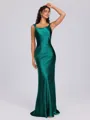 Sheath Scoop Floor-Length Silk Like Satin Bridesmaid Dress