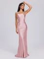 Sheath Scoop Floor-Length Silk Like Satin Bridesmaid Dress