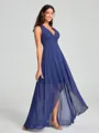 A-Line/Princess V-neck Asymmetrical Sleeveless Chiffon Bridesmaid Dress