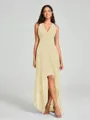 A-Line/Princess V-neck Asymmetrical Sleeveless Chiffon Bridesmaid Dress