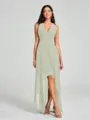 A-Line/Princess V-neck Asymmetrical Sleeveless Chiffon Bridesmaid Dress