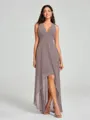 A-Line/Princess V-neck Asymmetrical Sleeveless Chiffon Bridesmaid Dress