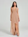 A-Line/Princess V-neck Asymmetrical Sleeveless Chiffon Bridesmaid Dress