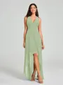 A-Line/Princess V-neck Asymmetrical Sleeveless Chiffon Bridesmaid Dress