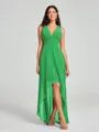 A-Line/Princess V-neck Asymmetrical Sleeveless Chiffon Bridesmaid Dress