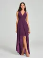 A-Line/Princess V-neck Asymmetrical Sleeveless Chiffon Bridesmaid Dress