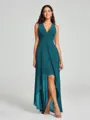 A-Line/Princess V-neck Asymmetrical Sleeveless Chiffon Bridesmaid Dress