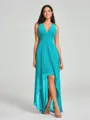 A-Line/Princess V-neck Asymmetrical Sleeveless Chiffon Bridesmaid Dress