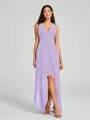 A-Line/Princess V-neck Asymmetrical Sleeveless Chiffon Bridesmaid Dress