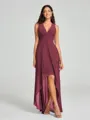 A-Line/Princess V-neck Asymmetrical Sleeveless Chiffon Bridesmaid Dress
