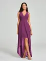 A-Line/Princess V-neck Asymmetrical Sleeveless Chiffon Bridesmaid Dress
