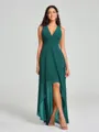 A-Line/Princess V-neck Asymmetrical Sleeveless Chiffon Bridesmaid Dress