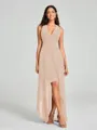 A-Line/Princess V-neck Asymmetrical Sleeveless Chiffon Bridesmaid Dress