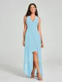 A-Line/Princess V-neck Asymmetrical Sleeveless Chiffon Bridesmaid Dress