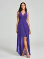 A-Line/Princess V-neck Asymmetrical Sleeveless Chiffon Bridesmaid Dress