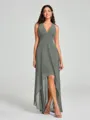 A-Line/Princess V-neck Asymmetrical Sleeveless Chiffon Bridesmaid Dress