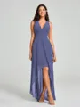 A-Line/Princess V-neck Asymmetrical Sleeveless Chiffon Bridesmaid Dress