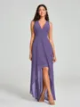 A-Line/Princess V-neck Asymmetrical Sleeveless Chiffon Bridesmaid Dress