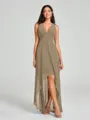 A-Line/Princess V-neck Asymmetrical Sleeveless Chiffon Bridesmaid Dress