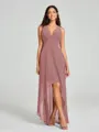 A-Line/Princess V-neck Asymmetrical Sleeveless Chiffon Bridesmaid Dress