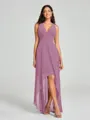 A-Line/Princess V-neck Asymmetrical Sleeveless Chiffon Bridesmaid Dress