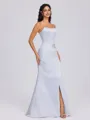 Sheath Straight Pleated Floor-Length Satin Corset Bridesmaid Dress