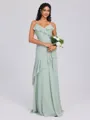 A-line V-neck Ruffles Floor-Length Chiffon Bridesmaid Dress