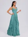 A-line V-neck Ruffles Floor-Length Chiffon Bridesmaid Dress