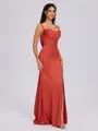 Sheath Cowl Pleated Floor-Length Silk Like Satin Bridesmaid Dress