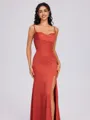 Sheath Cowl Pleated Floor-Length Silk Like Satin Bridesmaid Dress