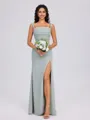 Sheath Straps Pleated Floor-Length Chiffon Bridesmaid Dress