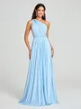 A-Line/Princess Halter Floor-Length Sleeveless Jersey Bridesmaid Dress