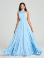 A-Line/Princess Halter Floor-Length Sleeveless Jersey Bridesmaid Dress